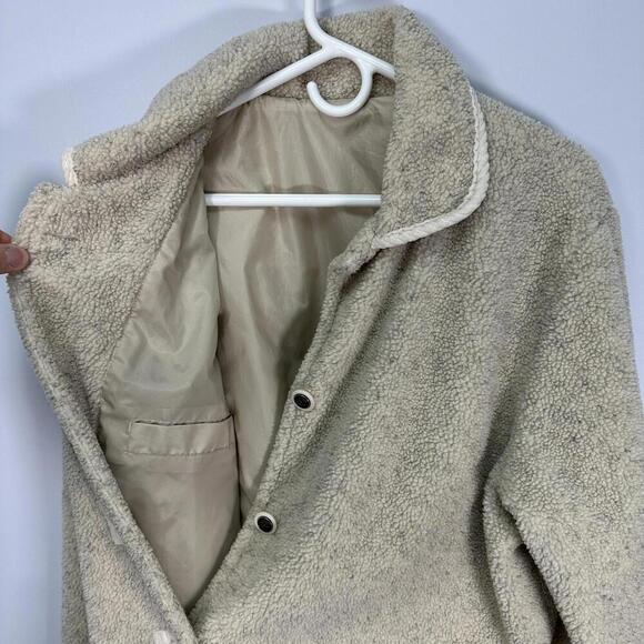 Vintage Faux Sherpa Fuzzy Cream Jacket XL - Picture 7 of 7